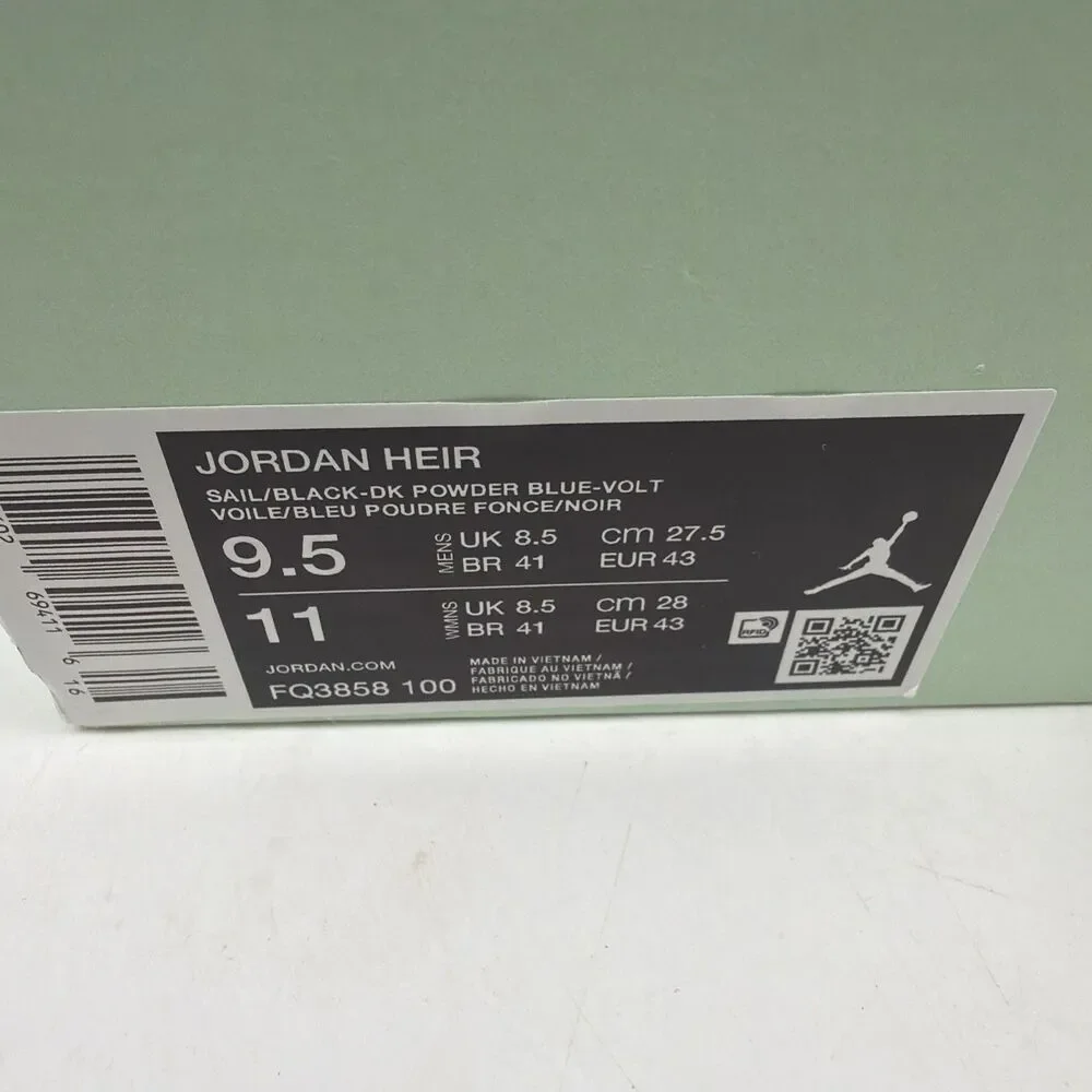 Nike Air Jordan Heir Basketball Shoes Size 9.5 White Volt Blue Black FQ3858 100